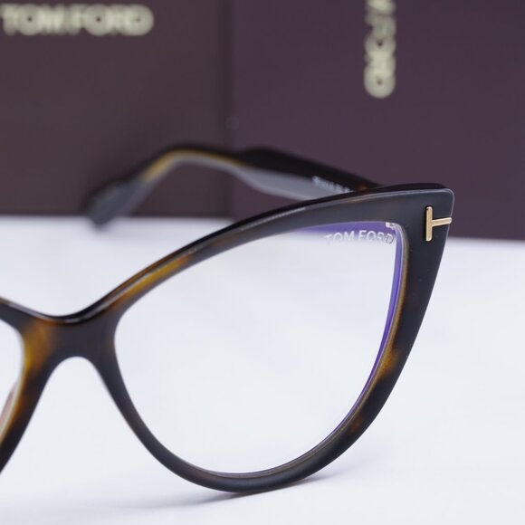 Tom Ford FT5843-B 052 Cat Eye Eyeglasses 56mm - Havana/Blue Light Block - Picture 2 of 9